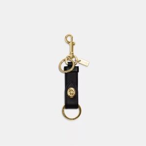 Coach Black Leather Key Fob with Gold Hardware